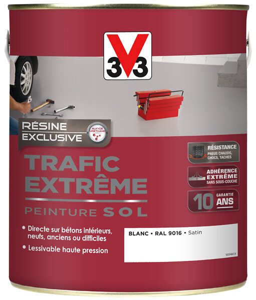 V33 PEINTURE - Peinture sol exterieur Trafic extreme - Blanc satin - 2.5L - large