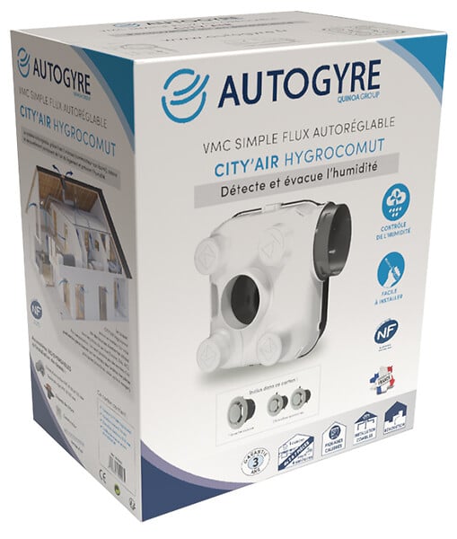 AUTOGYRE - VMC simple flux autoréglable Hygrocomut - capteur humidité - large