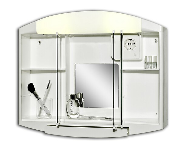 MP GLASS - Armoire de toilette lumineuse - 3 portes - P15.5xl59xH49cm - large
