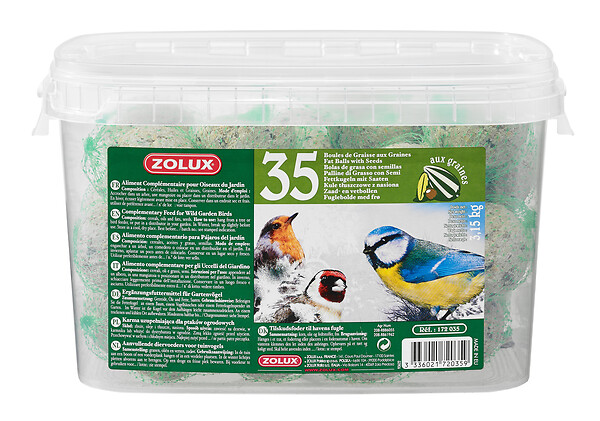 ZOLUX - Seau de 35 boules de graisse pour oiseaux - 90g chaque - large