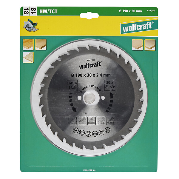 WOLFCRAFT - Lame de scie circulaire D190 alésage D 30mm WOLFCRAFT - large