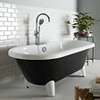 PLANETE BAIN - Baignoire îlot rétro charly noire et blanche avec pieds moderne conique blanc - vignette
