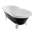 PLANETE BAIN - Baignoire îlot rétro charly noire et blanche avec pieds moderne conique blanc - vignette