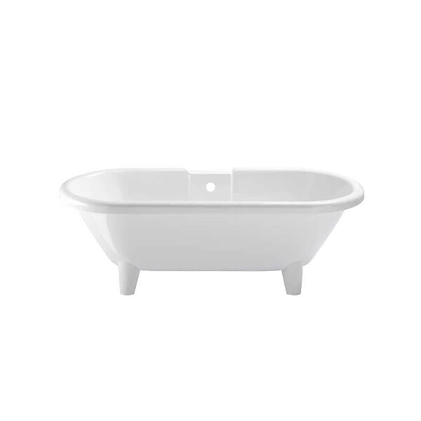 PLANETE BAIN - Baignoire îlot Charly blanche rétro + pieds conique blanc - large