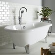 PLANETE BAIN - Baignoire îlot Charly blanche rétro + pieds conique chrome - vignette