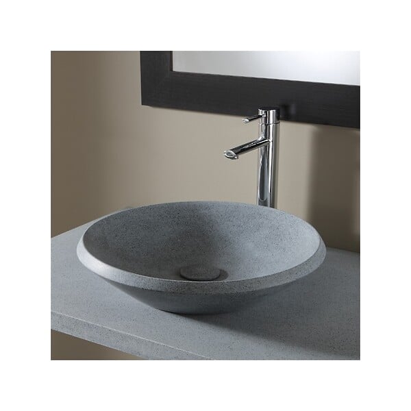 PLANETE_BAIN - Vasque à poser ronde et plate en pierre - large