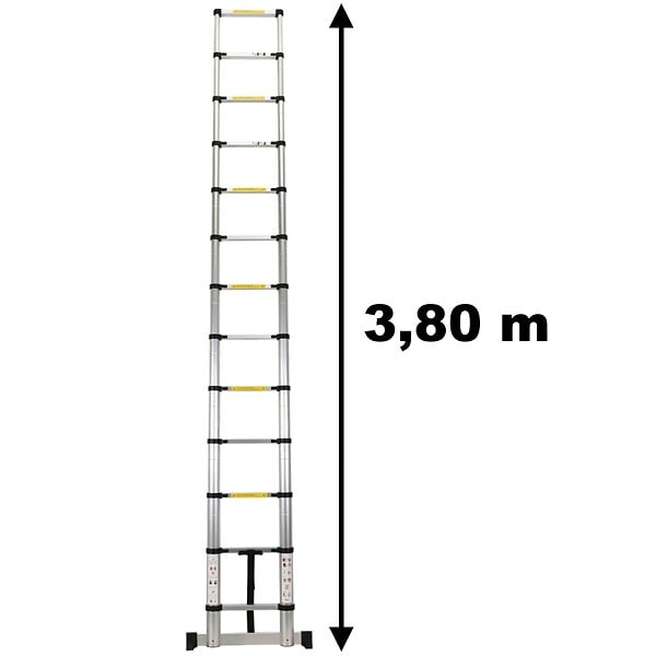 GT MARKET - Échelle télescopique en aluminium - 3.80 mètres - large