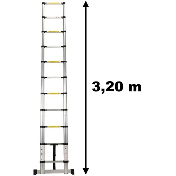 GT MARKET - Échelle télescopique en aluminium - 3.20 mètres - large