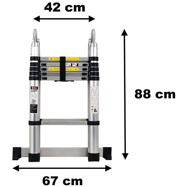 GT MARKET - Échelle télescopique pliable en aluminium - 3.80 mètres - large