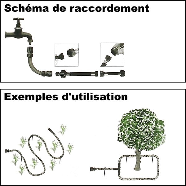 GT GARDEN - Tuyau d'arrosage micro-poreux Ø 12.5 mm (1/2 pouce) - Longueur 7.50 mètres - large
