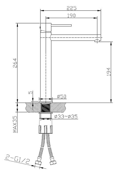 ESSEBAGNO - Envol mitigeur lavabo haut noir et or rose - large