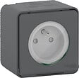SCHNEIDER ELECTRIC - Mureva Styl-Prise de courant 2P+T avec cache-Anthracite - vignette