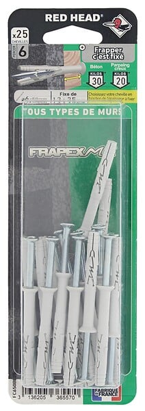 RED HEAD - Blister de 25 chevilles Frapex M 6x50mm - large
