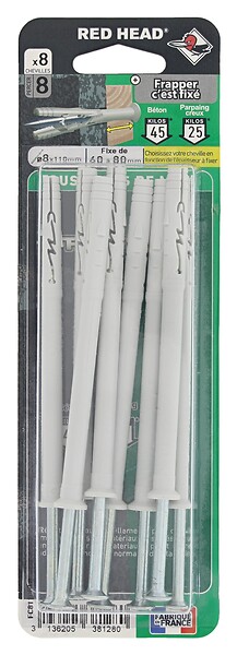 RED HEAD - Blister de 8 chevilles Frapex M 8x110mm - large