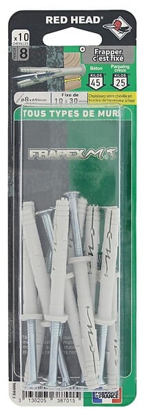 RED HEAD - Blister de 10 chevilles Frapex M 8x60mm - large