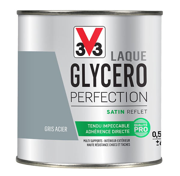V33 PEINTURE - Peinture laque glycéro - Gris acier - Satin - 0,5L - large
