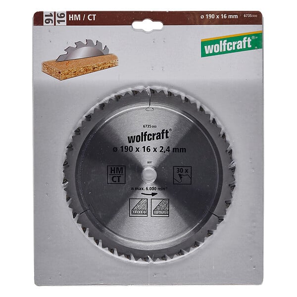 WOLFCRAFT - Lame de scie circulaire carbure - 190mm - 30 dents - large