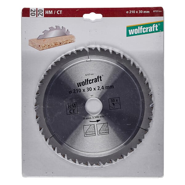 WOLFCRAFT - Lame scie circulaire carbure tungstène - 210mm - 30 dents - large