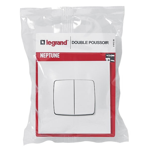 LEGRAND - Double poussoir Neptune 6A - Blanc - large