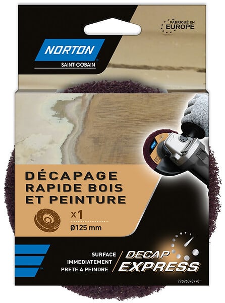 NORTON - Disque Décap Express Bois 125mm - Nylon - Très grossier - large