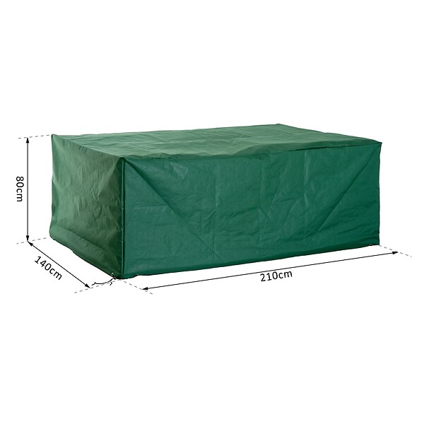 HOMCOM - Housse de protection etanche pour meuble salon de jardin rectangulaire 210L x 140l x 80H cm vert - large