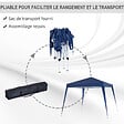 OUTSUNNY - Tonnelle barnum de jardin pop-up pliant 2,4L x 2,4l x 2,5H m acier polyester imperméabilisé anti UV avec sac de transport bleu - vignette