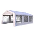 HOMCOM - Tente de réception tonnelle de jardin 4 parois amovibles portes zippées idéal pour fête mariage soirée 6 x 4 x 2,8 m acier toile polyéthylène 180 g/m² blanc - vignette