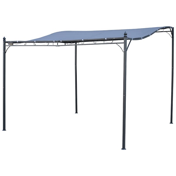 OUTSUNNY - Pergola tonnelle de jardin auvent 2,97 x 2,97 m adossable métal noir polyester anti-UV gris - large