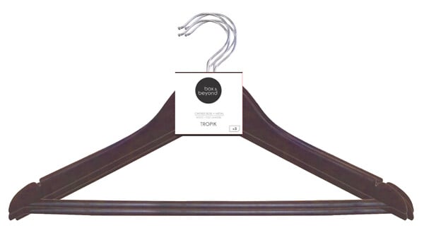 BOX & BEYOND - Lot de 5 cintres bois wengé - large