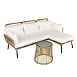 OUTSUNNY - Salon de jardin d'angle 4 pers. style colonial table basse coussins grand confort inclus résine tressée beige - vignette