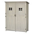 OUTSUNNY - Abri de jardin armoire de jardin remise pour outils sur pied dim. 128L x 50l x 164H cm 2 étagères 2 portes 2 fenêtres toit bitumé étanche bois massif sapin pré-huilé gris - vignette