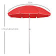 OUTSUNNY - Parasol inclinable octogonal Ø 190 cm tissu polyester haute densité anti-UV hauteur réglable mât alu sac de transport inclus rouge - vignette