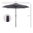 OUTSUNNY - Parasol en métal rond polyester 180g/m² manivelle inclinable Ø 2,95 x 2,5 m gris - vignette