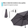 OUTSUNNY - Parasol en métal rond polyester 180g/m² manivelle inclinable Ø 2,95 x 2,5 m gris - vignette