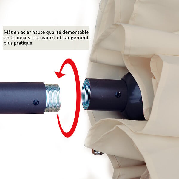 OUTSUNNY - Parasol de jardin XXL parasol grande taille 4,6L x 2,7l x 2,4H m ouverture fermeture manivelle acier polyester haute densité crème - large