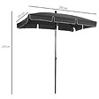 OUTSUNNY - Parasol rectangulaire inclinable alu acier polyester haute densité diamètre 2 m gris - vignette