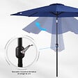 OUTSUNNY - Parasol en métal rond polyester 180g/m² manivelle inclinable Ø 2,95 x 2,5 m bleu - vignette