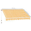 OUTSUNNY - Store banne manuel rétractable aluminium polyester imperméabilisé 3L x 2,5l m orange blanc rayé - vignette