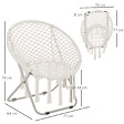 OUTSUNNY - Loveuse fauteuil rond de jardin fauteuil lune papasan pliable grand confort macramé coton polyester beige - vignette