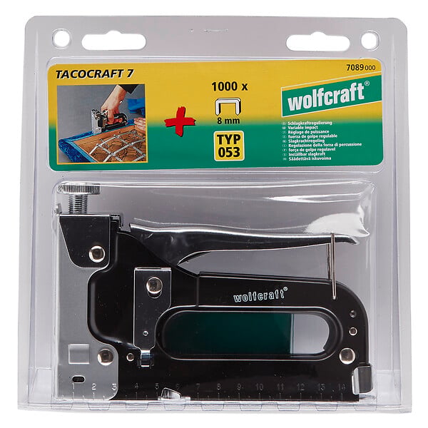 WOLFCRAFT - Lot agrafeuse manuelle + 1000 agrafes - métal - 4 à 14mm - large