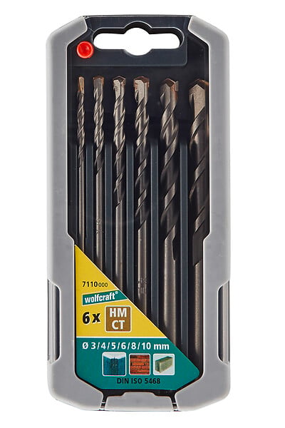 WOLFCRAFT - Coffret de 6 forets béton carbure - S-6 - Diamètres 3-10mm - large