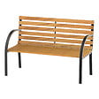 OUTSUNNY - Banc de jardin 2 places style rural chic assise dossier à lattes bois naturel lasuré châssis acier époxy noir - vignette