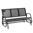 OUTSUNNY - Banc à bascule de jardin 3 places design contemporain grand confort accoudoirs assise et dossier ergonomique acier textilène noir - vignette