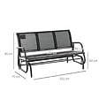 OUTSUNNY - Banc à bascule de jardin 3 places design contemporain grand confort accoudoirs assise et dossier ergonomique acier textilène noir - vignette