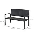 OUTSUNNY - Banc de jardin 2 places style cosy chic résine tressée 4 fils imitation rotin noir - vignette