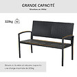 OUTSUNNY - Banc de jardin 2 places style cosy chic résine tressée 4 fils imitation rotin noir - vignette