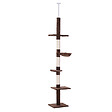 PAWHUT - Arbre à chat poteau à griffer L40 x l 34 x H 230-260 cm 5 niveaux d'activités marron - vignette
