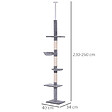 PAWHUT - Arbre à chat poteau à griffer L40 x l 34 x H 230-260 cm 5 niveaux d'activités gris - vignette