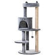 PAWHUT - Arbre à chats multi-équipements griffoirs grattoirs plateformes niche jeu boule suspendue Ø 48 x 104H cm gris - vignette