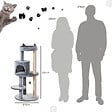 PAWHUT - Arbre à chats multi-équipements griffoirs grattoirs plateformes niche jeu boule suspendue Ø 48 x 104H cm gris - vignette